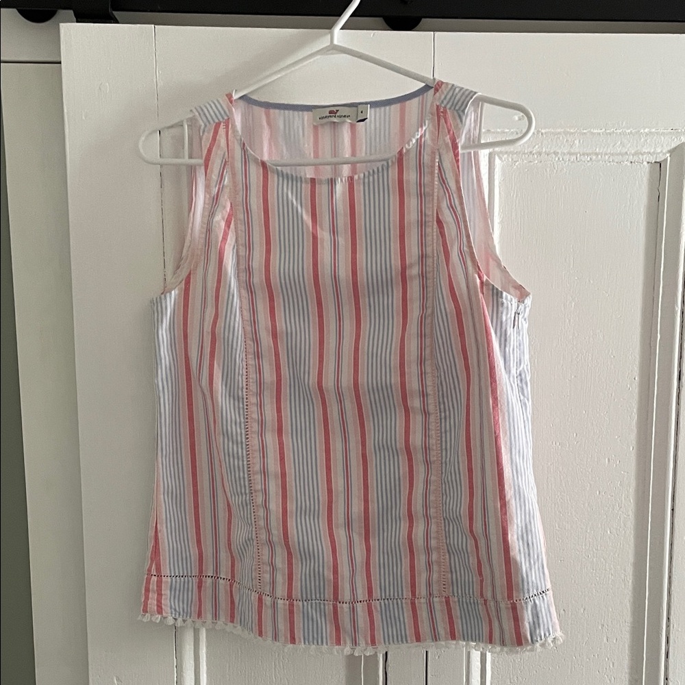 Vineyard Vines Women's Striped Blouse - Pink Blue White Shirt Top 4 small